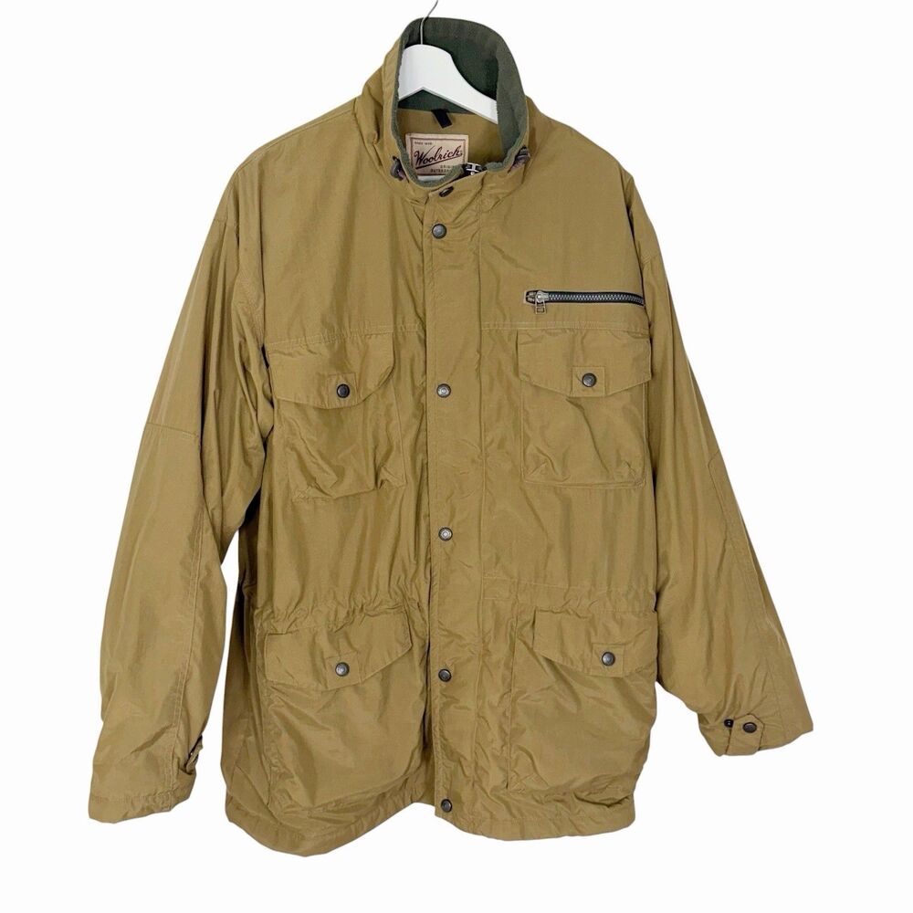 Vintage Woolrich Brown M-65 Style Utility Field Jacket Fleece Lined Men’s XL